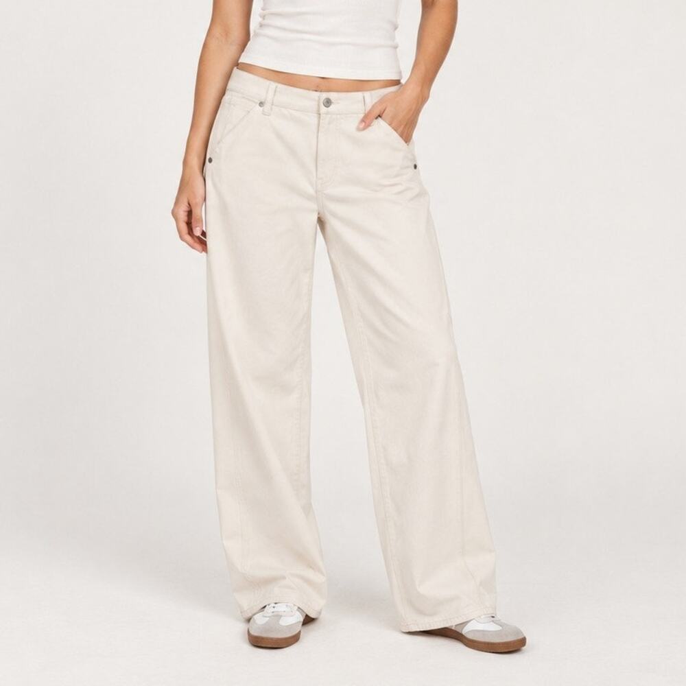 J.Crew Utility Low Rise Wide Leg Jean Ecru Wash Size 27 NWOT